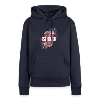 Isi Rider Fleur Rétro - Sweat à capuche Premium bio Femme - bleu marine - Devant - Julia (174cm)