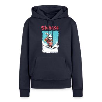 Skihase - Frauen Premium Bio Hoodie - Navy - Vorne - Julia (174cm)
