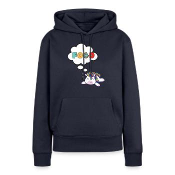 einhorn essen traum - Frauen Premium Bio Hoodie - Navy - Vorne - Julia (174cm)