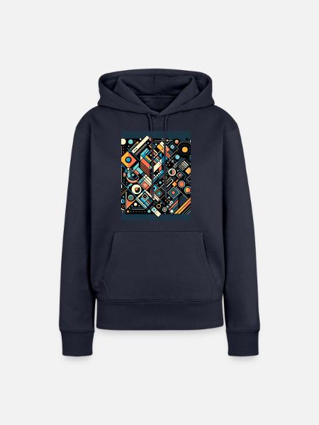 Geometric Harmony: Abstract Fusion - Frauen Premium Bio Hoodie - Navy