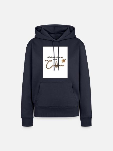 Kaffee - Frauen Premium Bio Hoodie - Navy
