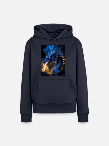 dunkelblauer Drache - Frauen Premium Bio Hoodie - Navy