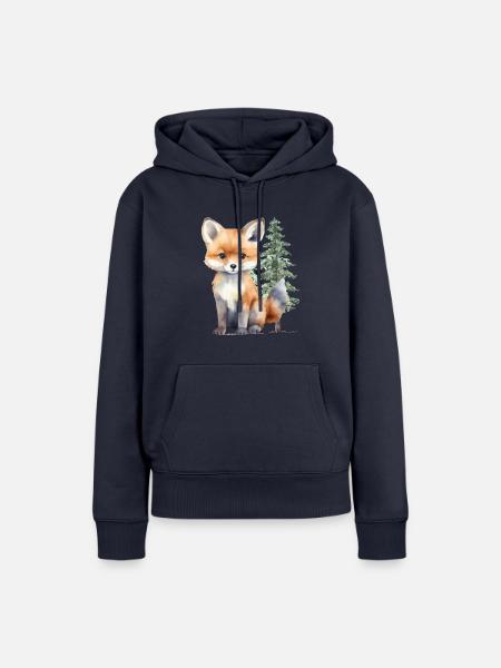 Fuchs im Wald - Frauen Premium Bio Hoodie - Navy