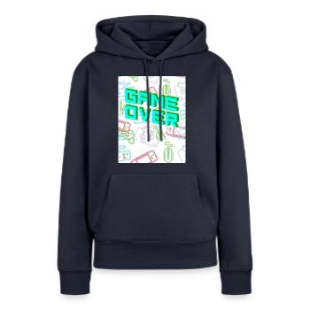 Game over - Frauen Premium Bio Hoodie - Navy - Vorne - Julia (174cm)