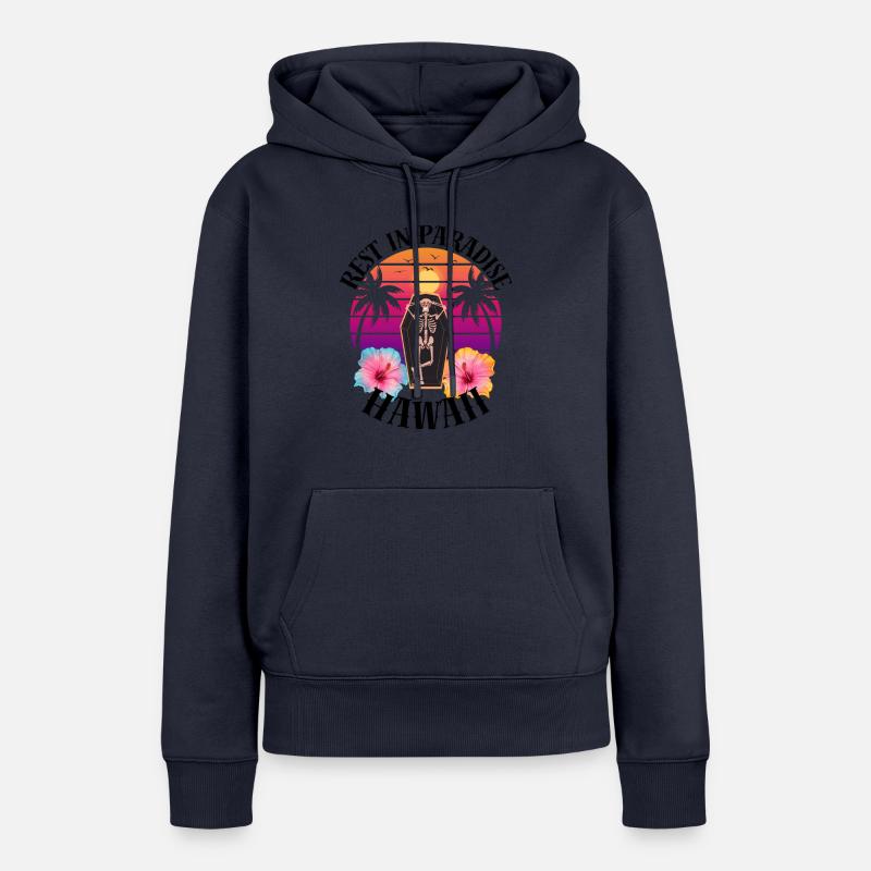 Sarcasme RIP à Hawaï - Sweat à capuche Premium bio Femme - bleu marine