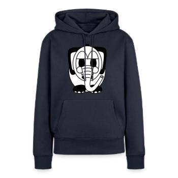 d’accord - Sweat à capuche Premium bio Femme - bleu marine - Devant - Julia (174cm)