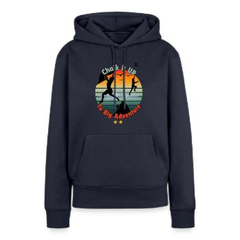 Kreide es bis zum großen Abenteuer - Frauen Premium Bio Hoodie - Navy - Vorne - Julia (174cm)