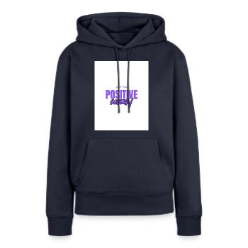Weiß und Lila - Frauen Premium Bio Hoodie - Navy - Vorne - Julia (174cm)