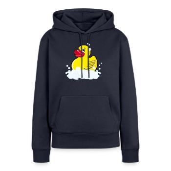 Quitsch canard en caoutchouc de canard de bain - Sweat à capuche Premium bio Femme - bleu marine - Devant - Julia (174cm)