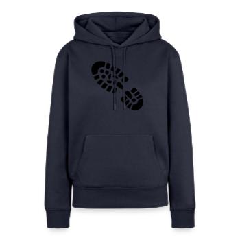 Schuh Abdruck - Frauen Premium Bio Hoodie - Navy - Vorne - Julia (174cm)
