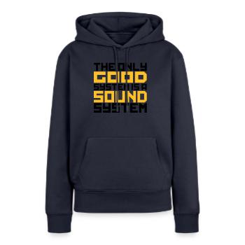 good_sound_2c - Sweat à capuche Premium bio Femme - bleu marine - Devant - Julia (174cm)