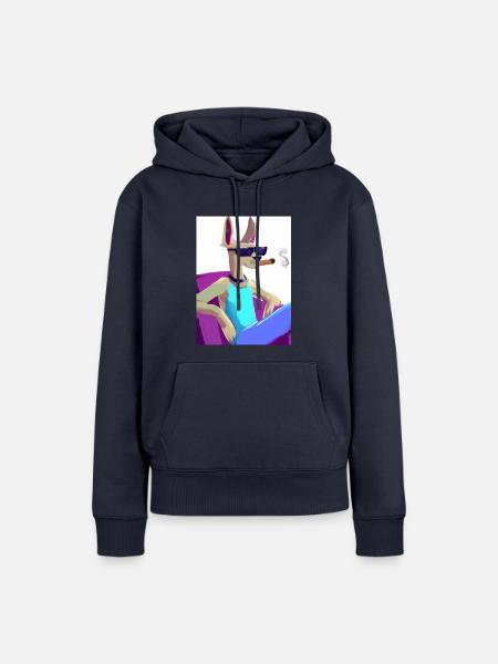 smoking Dog - Frauen Premium Bio Hoodie - Navy