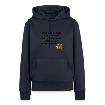 Das faule Arbeitstier - Frauen Premium Bio Hoodie - Navy - Vorne - Julia (174cm)