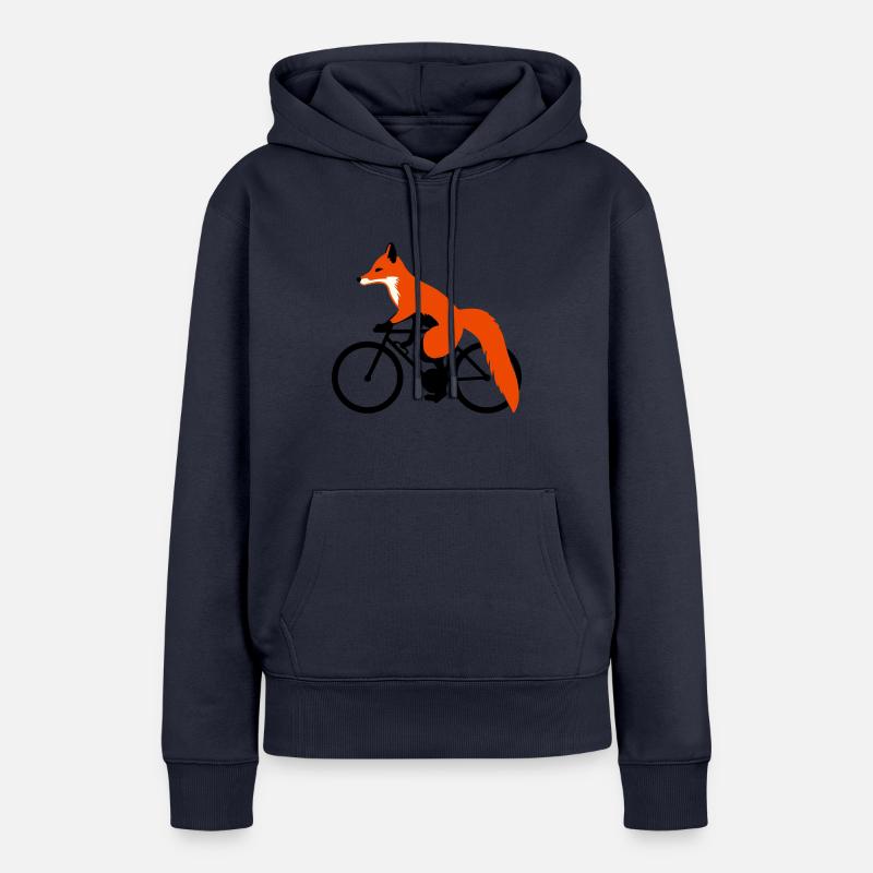 fox on bicycle - Women’s Premium Organic Hoodie - navy