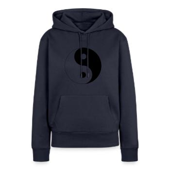 Yin Yang - Sweat à capuche Premium bio Femme - bleu marine - Devant - Julia (174cm)