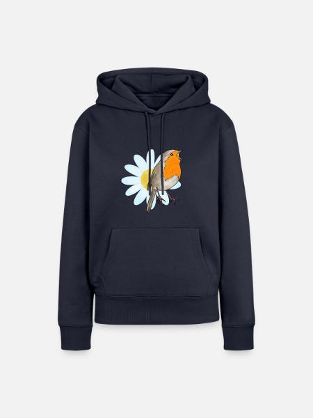 Rotkehlchen und Margerite - Frauen Premium Bio Hoodie - Navy