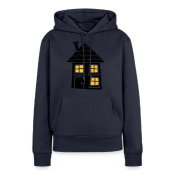 fenêtre de lumière de nuit noir foncé douce petite - Sweat à capuche Premium bio Femme - bleu marine - Devant - Julia (174cm)