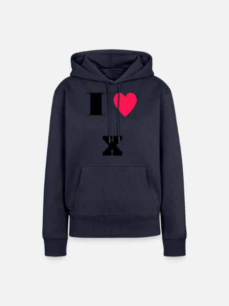 I love X - Frauen Premium Bio Hoodie - Navy