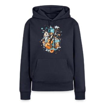 Un univers musical - Sweat à capuche Premium bio Femme - bleu marine - Devant - Julia (174cm)