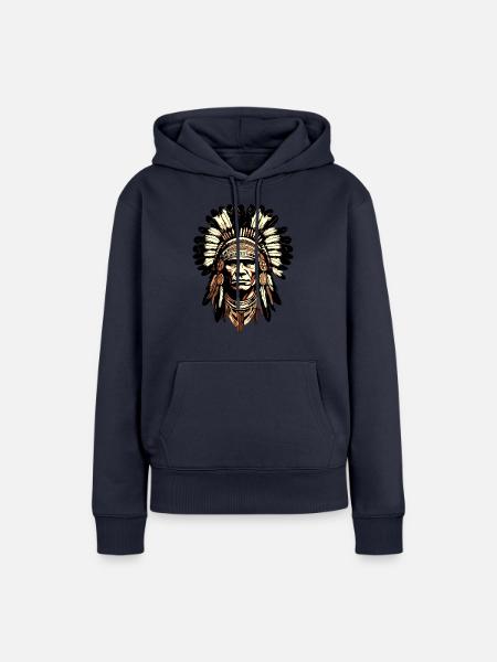 actek apache indian - Frauen Premium Bio Hoodie - Navy