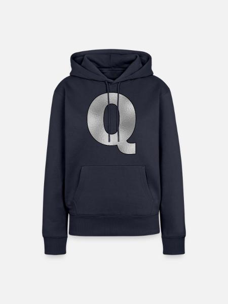 Buchstabe Q Silber - Frauen Premium Bio Hoodie - Navy