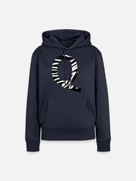 Buchstabe q zebra - Frauen Premium Bio Hoodie - Navy