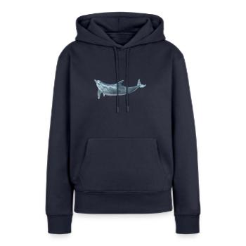 Delfin - Sweat à capuche Premium bio Femme - bleu marine - Devant - Julia (174cm)