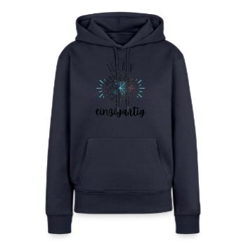 Wegweiser Motivation - VEGVISIR - Frauen Premium Bio Hoodie - Navy - Vorne - Julia (174cm)