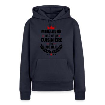 Meilleure mamie cuisinière du monde, cuisine, noël - Sweat à capuche Premium bio Femme - bleu marine - Devant - Julia (174cm)