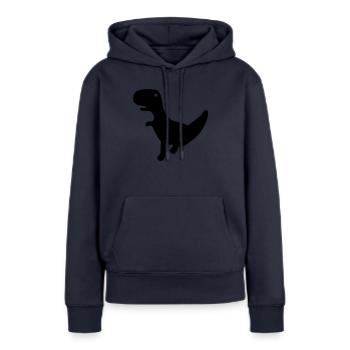 Der Dino von Cactus Run - Frauen Premium Bio Hoodie - Navy - Vorne - Julia (174cm)