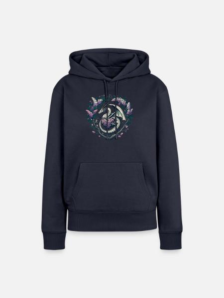 Flieder-Drache - Frauen Premium Bio Hoodie - Navy