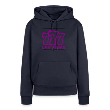 Las Vegas 777 - Sweat à capuche Premium bio Femme - bleu marine - Devant - Julia (174cm)