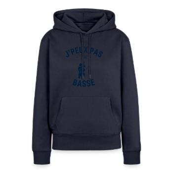 J peux pas j ai Basse - Sweat à capuche Premium bio Femme - bleu marine - Devant - Julia (174cm)