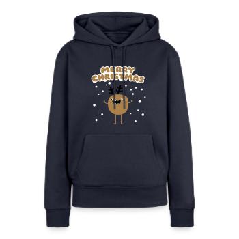 Funny Christmas Reindeer - Sweat à capuche Premium bio Femme - bleu marine - Devant - Julia (174cm)