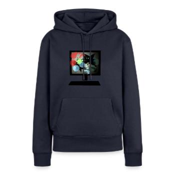 pc coloré - Sweat à capuche Premium bio Femme - bleu marine - Devant - Julia (174cm)
