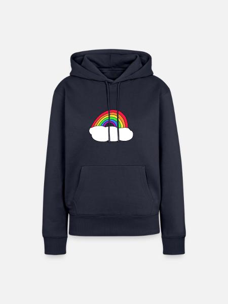 Regenbogen Wolke Eigener Text - Frauen Premium Bio Hoodie - Navy