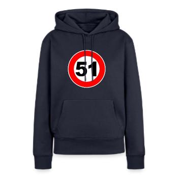 51. Geburtstag - 51 - Feier - Straßenschild - Frauen Premium Bio Hoodie - Navy - Vorne - Julia (174cm)
