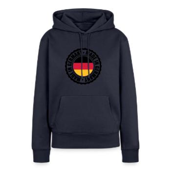 Fabriqué en Allemagne - Sweat à capuche Premium bio Femme - bleu marine - Devant - Julia (174cm)