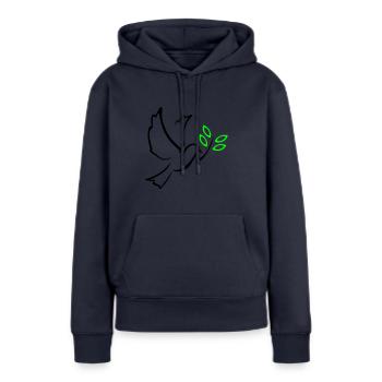 Friedenstaube - Frauen Premium Bio Hoodie - Navy - Vorne - Julia (174cm)