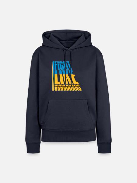 fight like ukrainians Zitat - Frauen Premium Bio Hoodie - Navy
