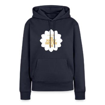 Positive attitude - Sweat à capuche Premium bio Femme - bleu marine - Devant - Julia (174cm)
