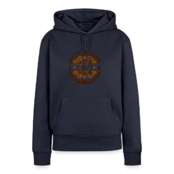 Heavy metal Explosion in rostbraun - Frauen Premium Bio Hoodie - Navy - Vorne - Julia (174cm)