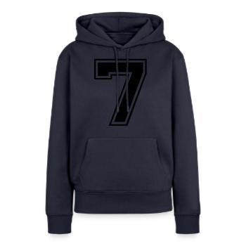 sieben - Frauen Premium Bio Hoodie - Navy - Vorne - Julia (174cm)