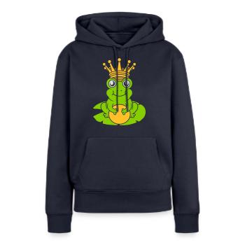 Le roi grenouille enchanté est assis nénuphar - Sweat à capuche Premium bio Femme - bleu marine - Devant - Julia (174cm)