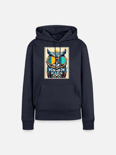 Cool Owl - Frauen Premium Bio Hoodie - Navy