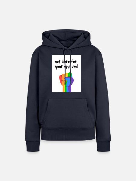 Regenbogen-Stolz-Faust - Frauen Premium Bio Hoodie - Navy