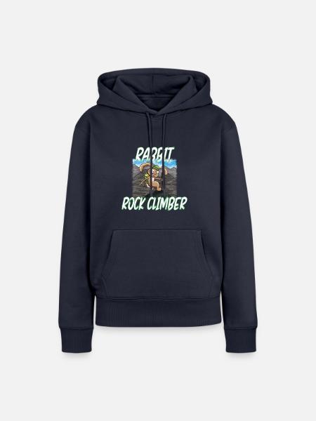 RABBIT ROCK CLIMBER - Frauen Premium Bio Hoodie - Navy