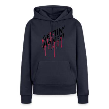 goutte de sang graffiti symbole dollar gettin argent z - Sweat à capuche Premium bio Femme - bleu marine - Devant - Julia (174cm)