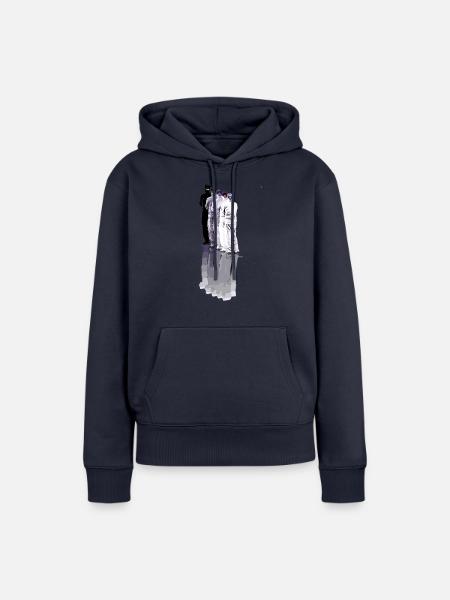 Mann des Rückens - Frauen Premium Bio Hoodie - Navy