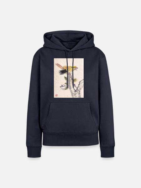 Chinesische Malerei gelber Vogel - Frauen Premium Bio Hoodie - Navy